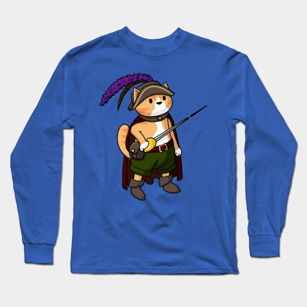 Cat musketeer Long Sleeve T-Shirt by Doodlecats 